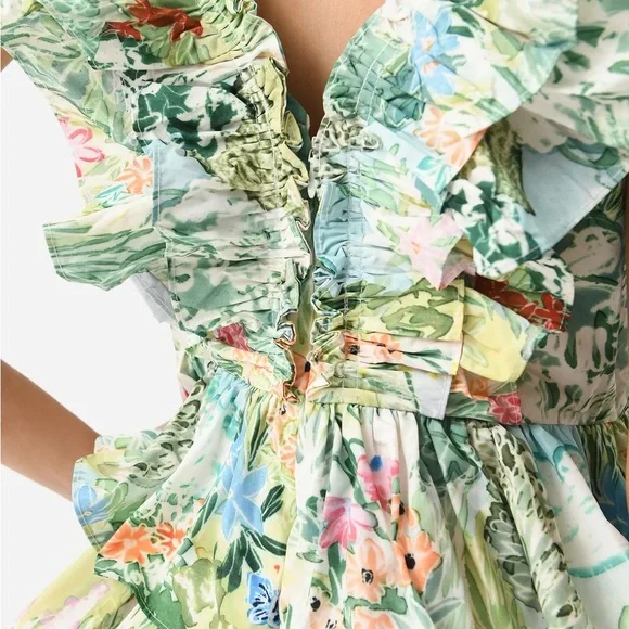 Hunter Bell Pamela Dress Garden Party Floral Tiered Mini Size 10 - Picture 14 of 16